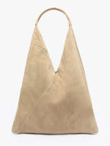 Schoudertas A4 Velvet Leder Milano Beige velvet VE25069